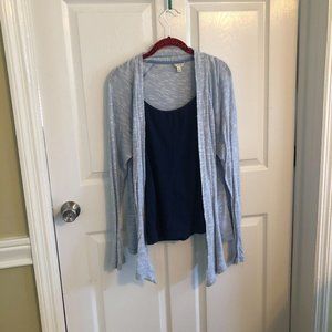 Blue Cardigan with blue tank XL